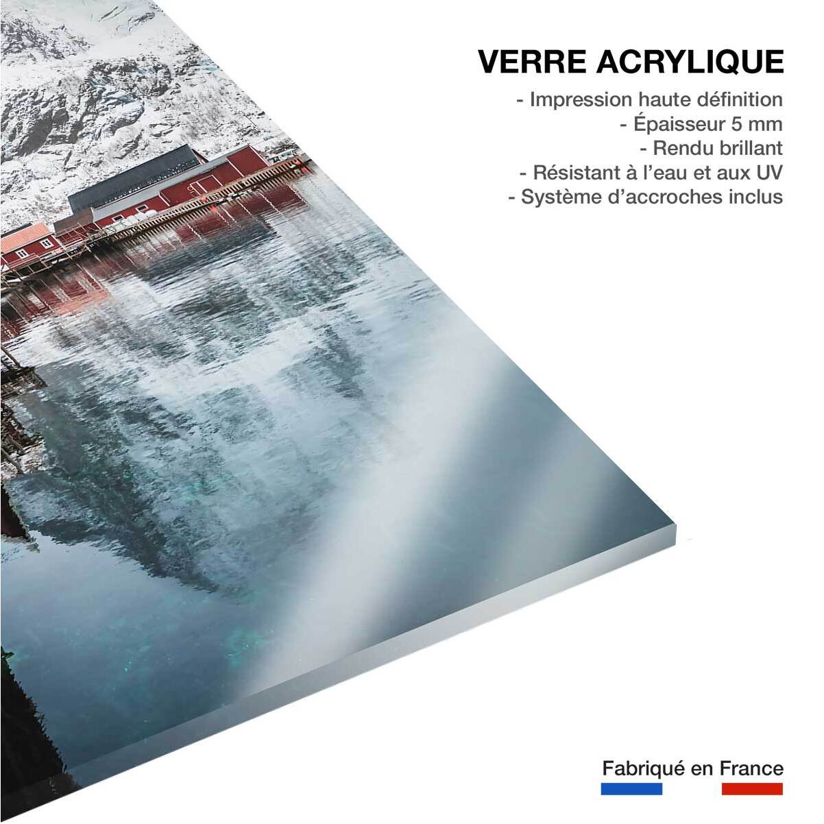 Paysage hiver village de pecheur norvegien  Tableau plexiglas