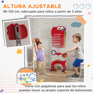 Canasta de Baloncesto Infantil 5 en 1 Canasta de Baloncesto para Niños Altura Ajustable con Fútbol Golf Lazo Juego de Lanzamiento de Pelota para Interior Rojo