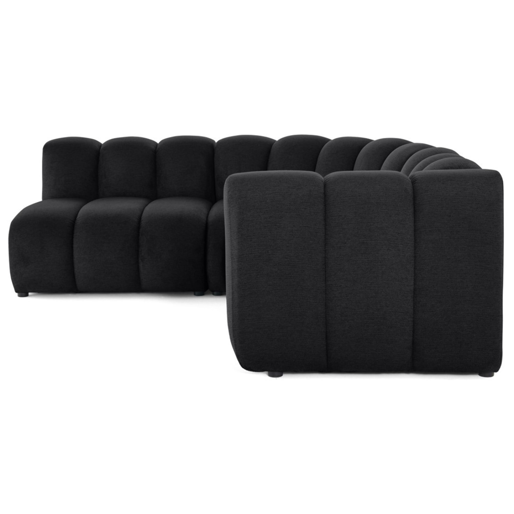 Debbie - canapé modulable d'angle gauche 4 places avec accoudoir en tissu texturé - Noir