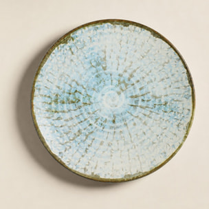 Lot de 6 assiettes plates 26cm en faience bleu et blanc MINERAL