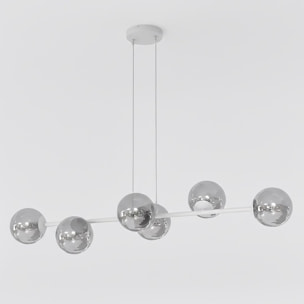 Lampada a sospensione Magnus in acciaio grigio grafite e vetro