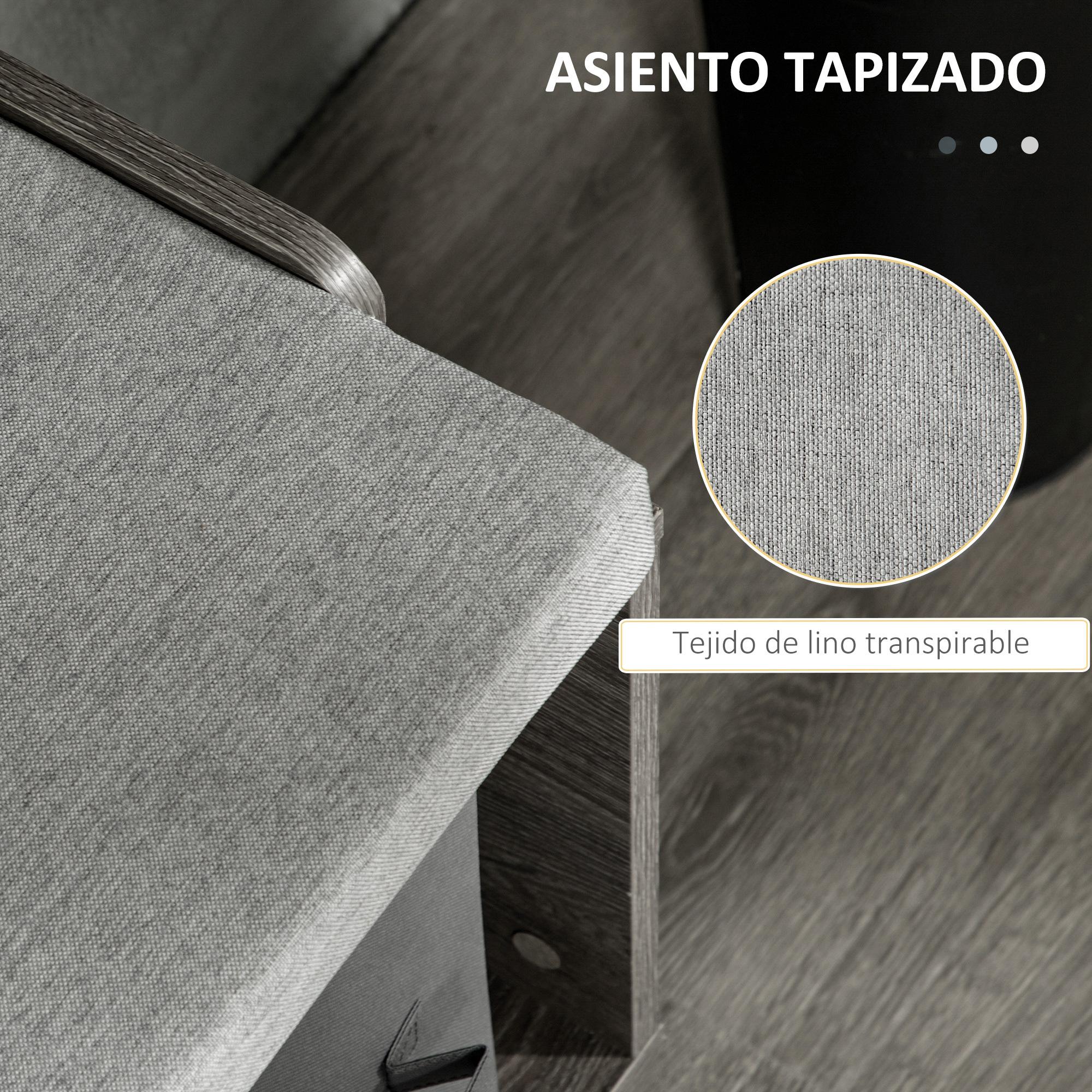 Banco Zapatero Tapizado Mueble Zapatero con Banco con 3 Compartimentos Abiertos y 2 Cajones de Tela para Entrada Pasillo Carga 150 kg 90x34x48 cm Gris