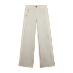 Pantaloni wide leg in viscosa con dettagli in ciniglia