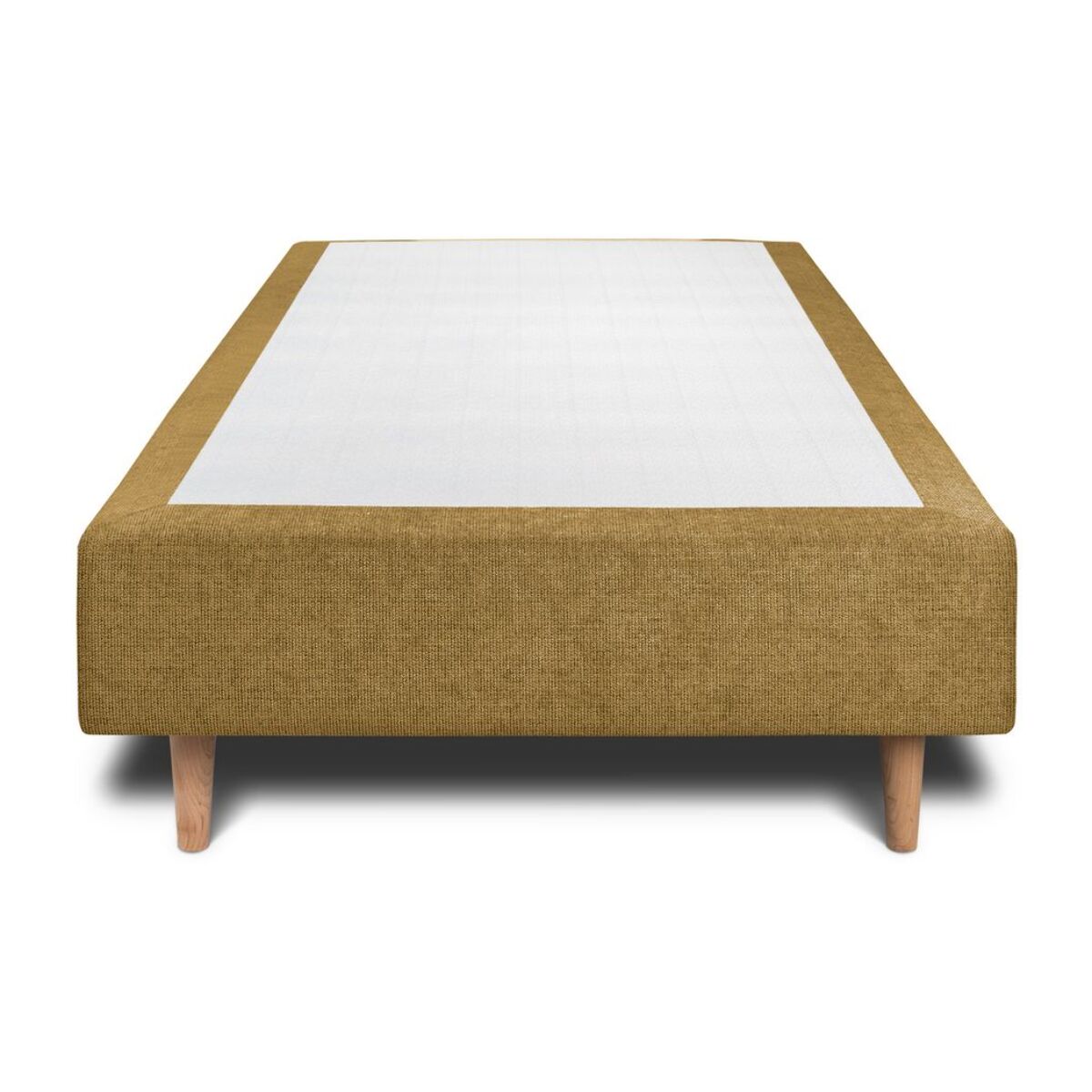 Lit avec tête de lit bandes horizontales tissu et sommier tapissier Ep20