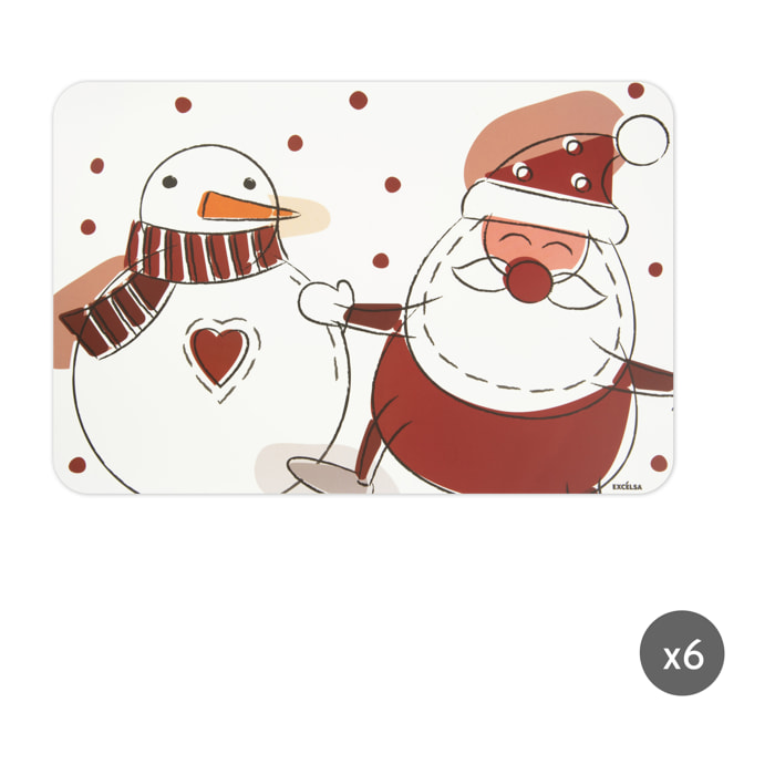 Set 6 tovagliette rettangolari Excelsa – Snowman, Polipropilene bianco