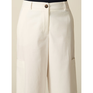 Oltre - Pantalones cargo cropped - Blanco