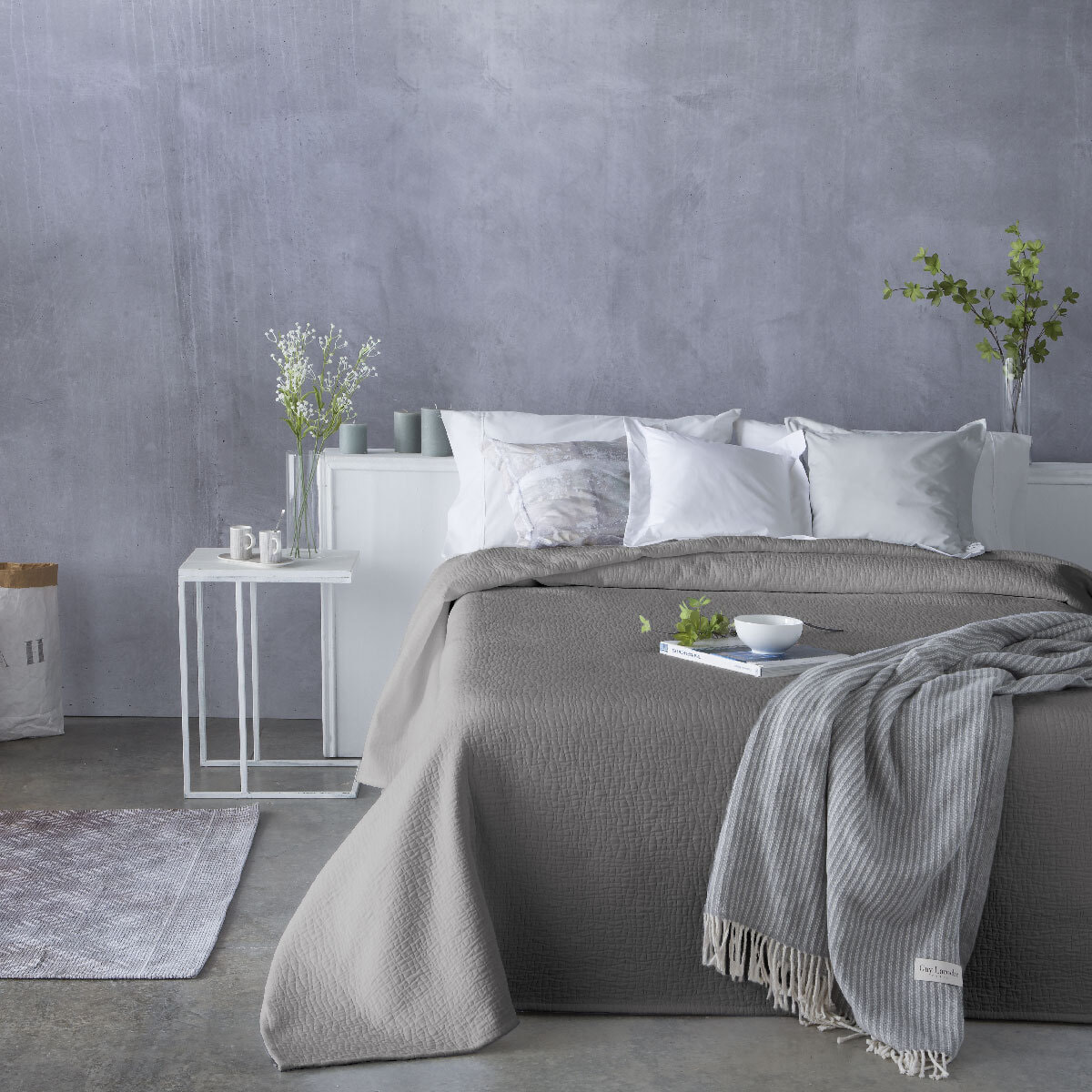 Colcha TERRE 50% algodón/50% poliéster - gris -