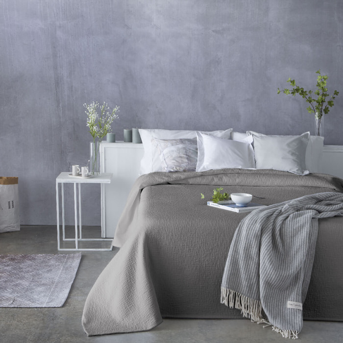 Colcha TERRE 50% algodón/50% poliéster - gris -
