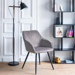 Chaise vintage GISELE velours gris