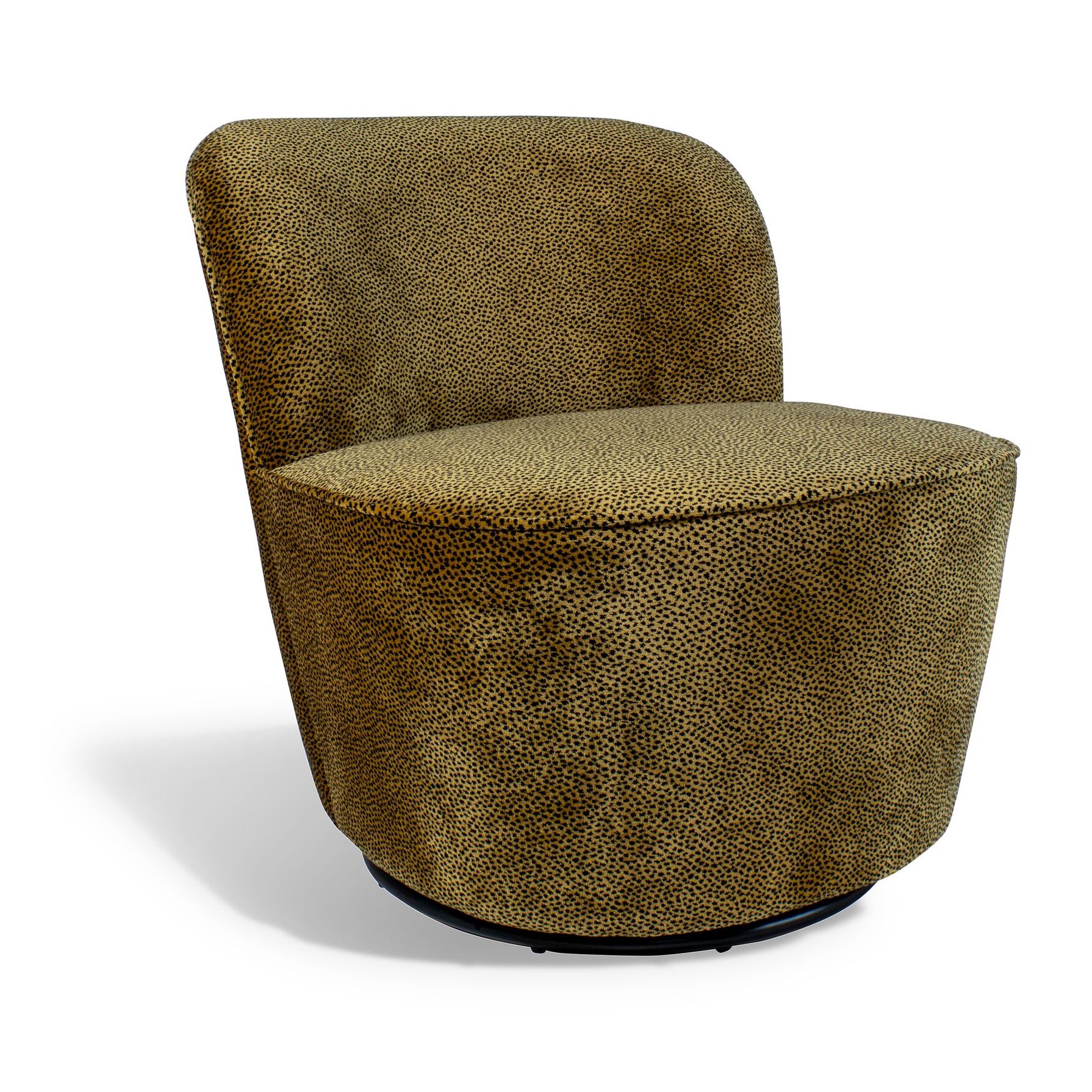 Fauteuil pivotant en velours lisse léopard COSY