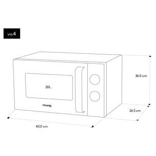 Microondas, 700 W, 20 Litros, 6 Configuraciones.