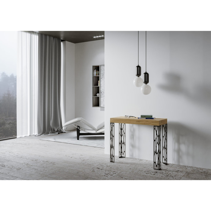 Console extensible 90x40/300 cm Ghibli Chêne Nature cadre Anthracite