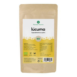 PLANETA HUERTO | Lúcuma en Polvo 200 g ECO 100% Natural y Ecológica, Superalimento de Origen Peruano - Lúcuma en Polvo Rica en Fibra y Energía, Ideal para Batidos, Zumos, y Recetas