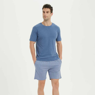 Pijama corto algodón hombre Eliot Índigo
