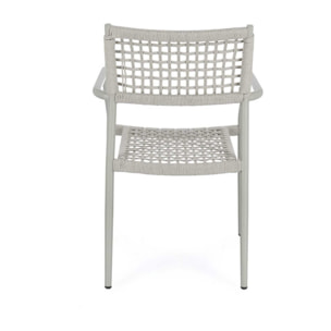 Set di 4 sedie con braccioli BLANES in alluminio e corda tortora