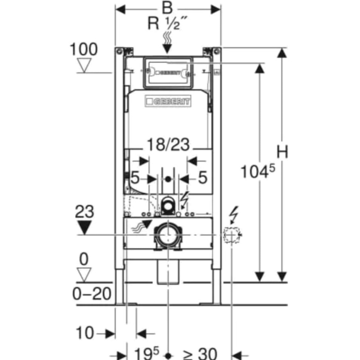 Duofix Bâti-support autoportant pour WC suspendu, 112 cm, avec réservoir à encastrer Delta 12 cm (457.565.00.3)