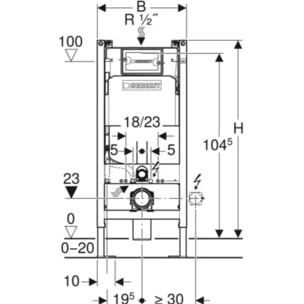 Duofix Bâti-support autoportant pour WC suspendu, 112 cm, avec réservoir à encastrer Delta 12 cm (457.565.00.3)