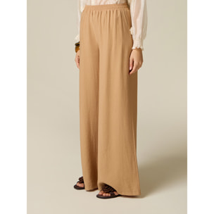 Oltre - Pantaloni palazzo misto viscosa - Beige