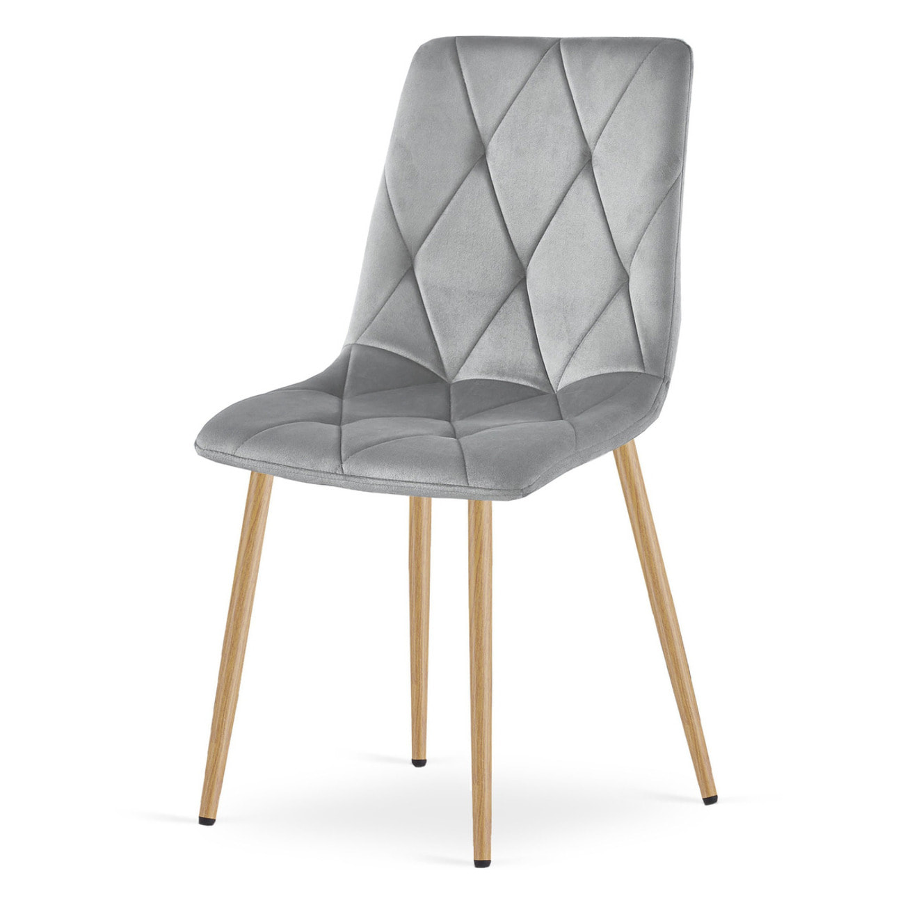 Sedia Libra in velluto grigio chiaro con gambe effetto legno