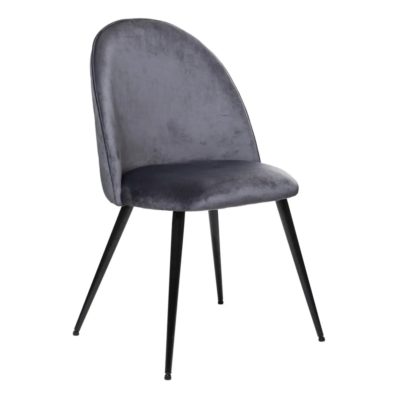 Chaise "Slano" - gris - velours - pieds métal noir