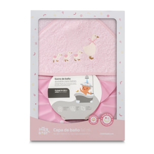 Capa Baño 1X1 Mod Patitos Familia+ Gorro Rosa