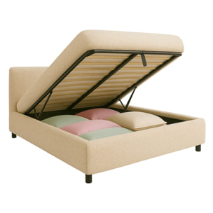 Lit coffre Colisée avec tête de lit | Robuste et confortable | Montage simple rapide | Bouclette | Sable
