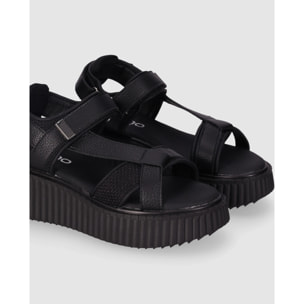 Sandalias de Tejido - Negro - Tacón: 5 cm