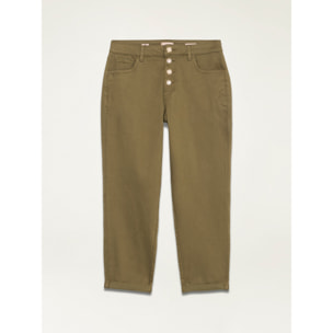 Oltre - Pantaloni boyslim in cotone/lyocell - Verde militare