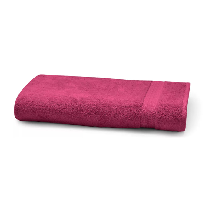 Serviette eponge pur coton 550 g/m² uni rose Elea fuchsia