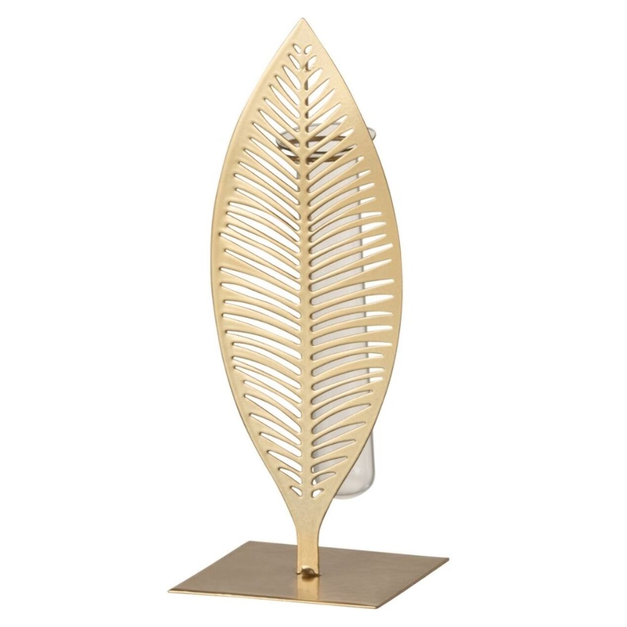 J-Line vase 1 Tube 1 Plume - métal/verre - goud - small - 2 pcs - 22 cm de hauteur