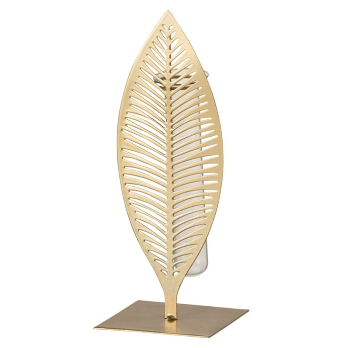 J-Line vase 1 Tube 1 Plume - métal/verre - goud - small - 2 pcs - 22 cm de hauteur