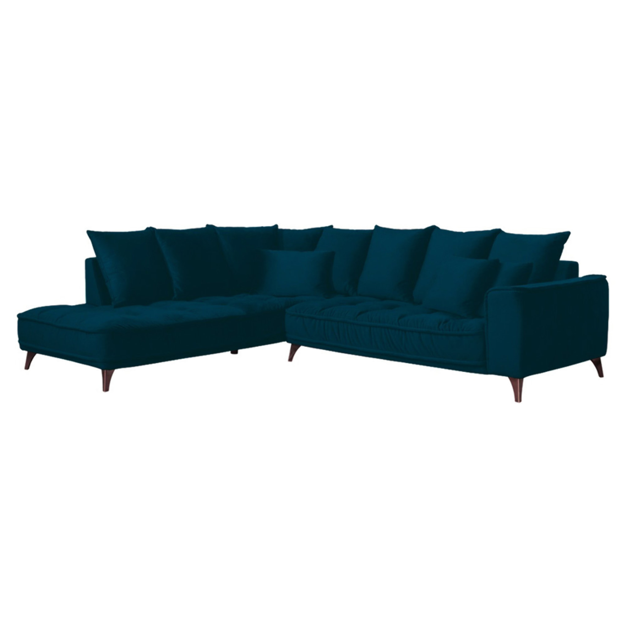 Canapé d'Angle Gauche Velours Altamo, 4 Places, Housse Déhoussable, Style Scandinave