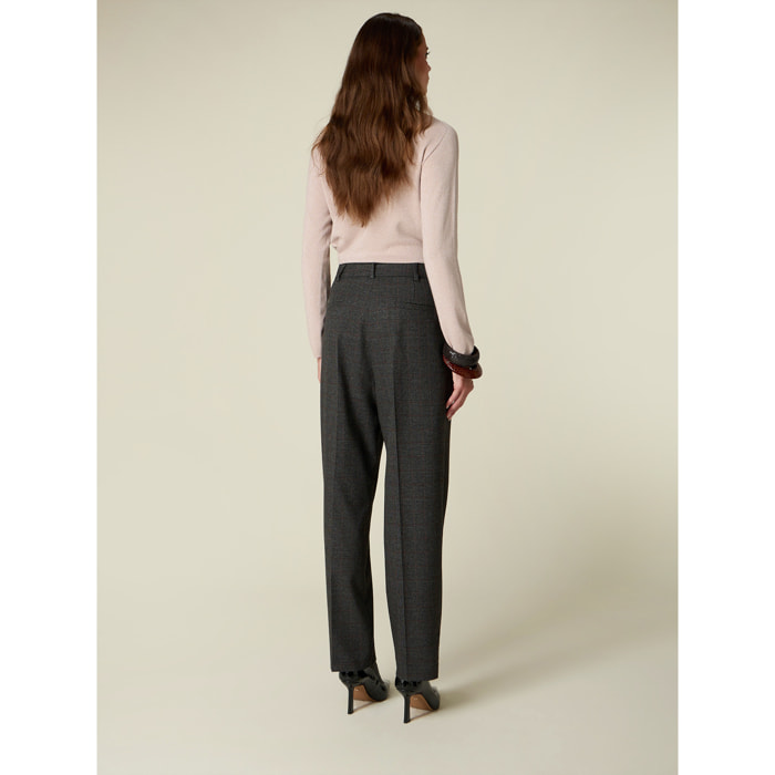 Oltre - Pantalones carrot príncipe de Gales - Gris