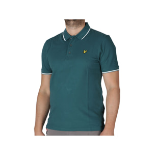 Polo Lyle & Scott Tipped Polo Shirt Malachite Green White Verde