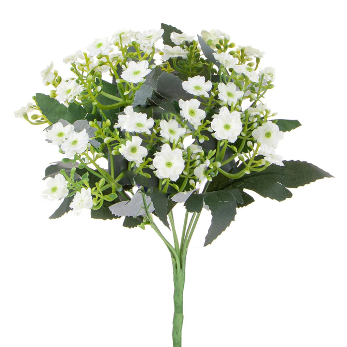 Bouquet Di Mini Calanchoe. Altezza 30 Cm - Pezzi 6 - 15X30X15cm - Colore: Bianco - Bianchi Dino - Fiori Artificiali