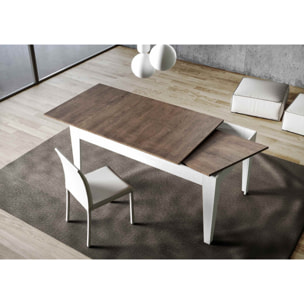 Table Cico Mix 90x120 + 60 Cadre Frêne Blanc / Dessus Noyer