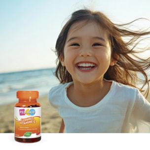 PEDIAKID - Gommes Vitamine C - Formule Naturelle au Délicieux Arôme de Cerise - Contribue à Réduire la Fatigue - Soutient le Métabolisme Énergétique et les Défenses de l'Organisme - Lot de 2 piluliers