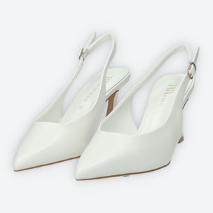 Décolleté sling back Donna Tata Italia Bianco