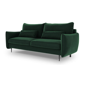 Canapé convertible avec coffre de rangement "Vermont" 3 places en velours vert bouteille