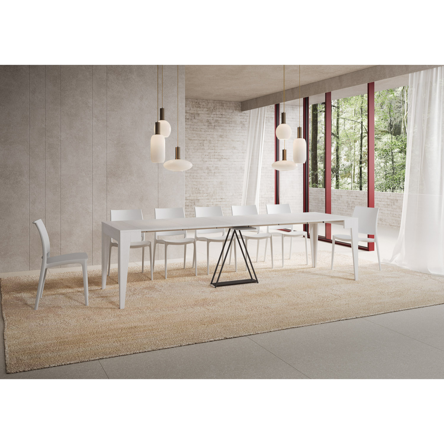 Consola extensible 90x42/302 cm Zima fresno blanco