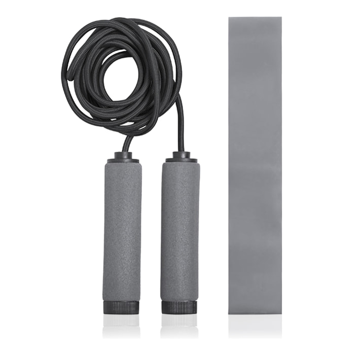 Set di fitness Zhiax, con fascia elastica e corda per saltare. Include borsa da trasporto.