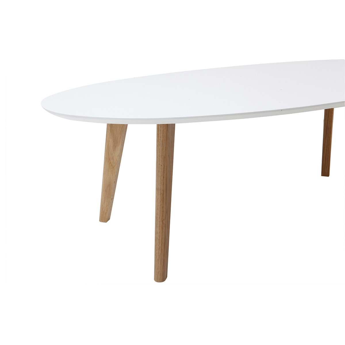 Table basse ovale scandinave blanc et bois clair chêne L120 cm EKKA