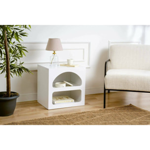 Comodino Nara, Comò basso, Tavolino da notte, Mensola da letto, 50x38h50 cm, Bianco