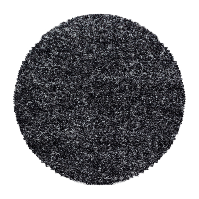 ENJOY - Tapis shaggy rond à poils longs anthracite