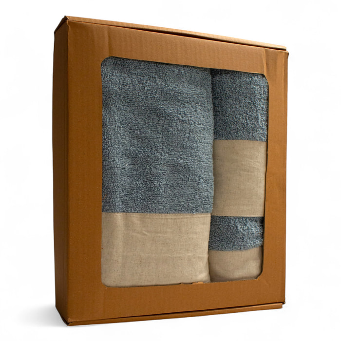 SET VISO, MANI E CORPO SPUGNA ZUCCHERO CON BALZA IN LINO