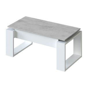 Mesa de centro elevable Nova Blanco Artik (Blanco Mate) - Gris Cemento