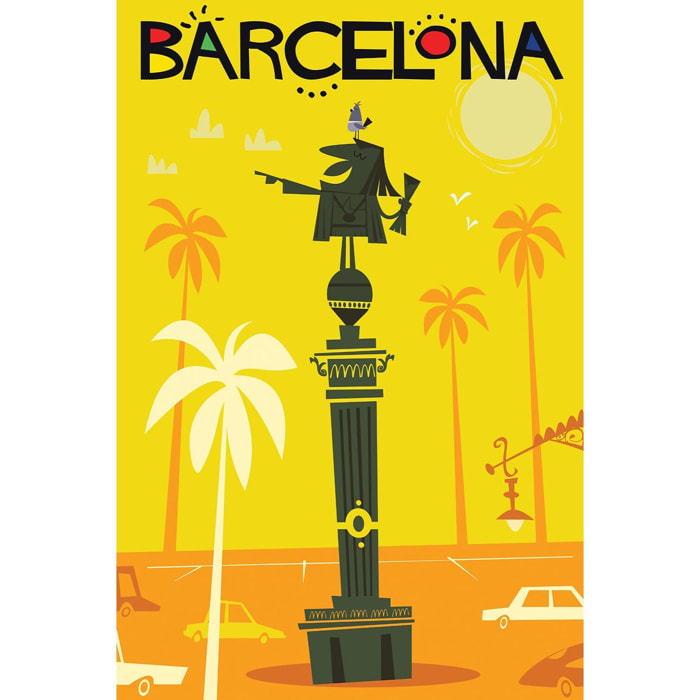 Tableau de voyage vintage barcelona Tableau alu Dibond