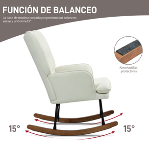 Silla Mecedora con Reposapiés Mecedora para Lactancia con Cojín Acolchado y Reposabrazos Carga 130 kg Mecedora para Salón Dormitorio Crema