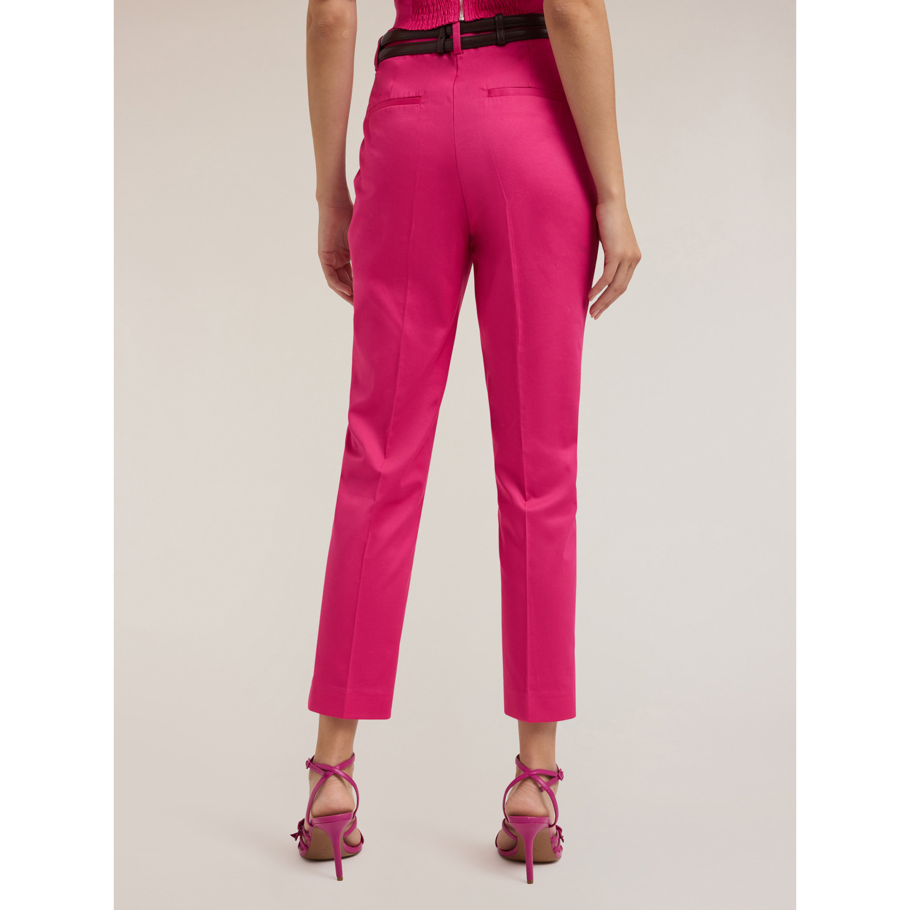 Motivi - Pantaloni regular in cotone - Fucsia