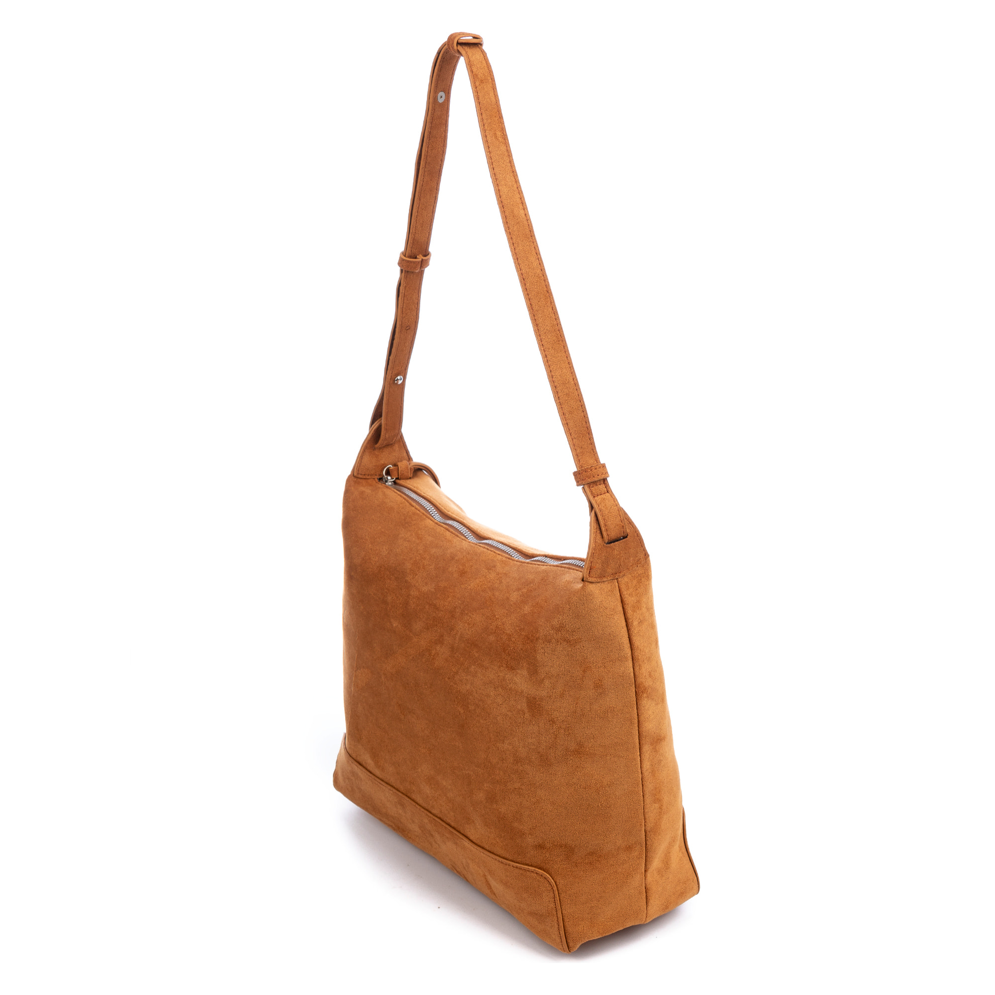 Atella bolso bandolera grande de piel auténtica gamuza.